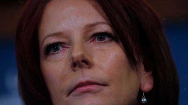 Julia Gillard looks concerned during a recent press conference. <i>Andrew Meares</i>