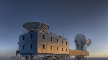 The Dark Sector Lab, which houses the BICEP2 telescope, in Antarctica about a kilometre from the geographic south pole. Scientists announced in March the telescope had detected ripples in space from the beginning of time, potentially proving astronomers' most cherished model of the Big Bang.