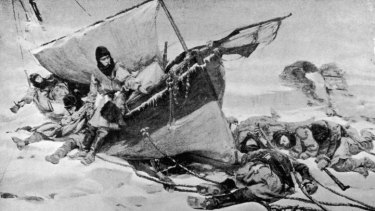Doomed ... Members of the arctic expedition, circa 1847, led by British explorer Sir John Franklin (1786 - 1847) on their attempt to discover the Northwest passage. From a painting by W Turner Smith.