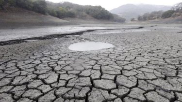 Continuing drought ... the cracked-dry bed of the Almaden Reservoir in San Jose, California on February 7, 2014.