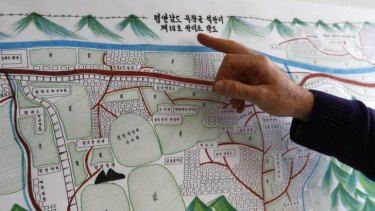 A drawing describing North Korean labour camp no 18, drawn by survivor Kim Hye Sook.