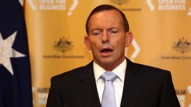 Prime Minister Tony Abbott: "Saddled with his paid parental leave scheme, and various spending promises that Australia cannot afford."