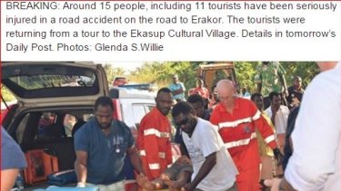 Vanuatu Daily Post images showing a bus crash. 