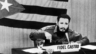 Divided loyalties ... Fidel Castro gives a speech in Cuba in October 1962.