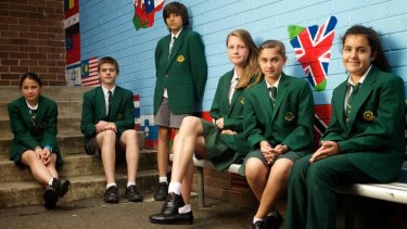 Funding setback: Bad news for Merrylands High students including, from left, Breeanna Lam, Aiden Turner, Faris Shuwayhat, Catrina Anderson, Bethany-Anne Kumar and Lamis Saleh.