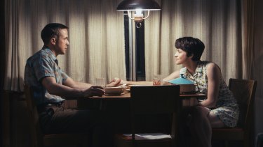 Claire Foy and Ryan Gosling in a scene from the film. 