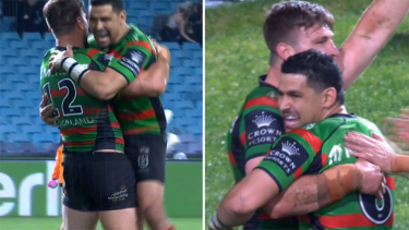 The Rabbitohs blitzed the Eels with a razzle-dazzle four-pointer.