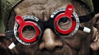 Inong Sungai Ular has his eyes tested in <i>The Look of Silence</i>.