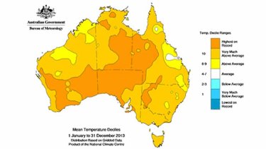 Australia's heat in 2013: no region below average. Souce: BoM