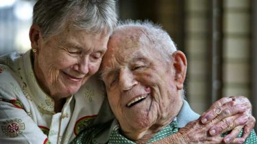 World War 1 Royal Navy veteran Claude Choules with his daughter Anne Pow just before he turned 108.
