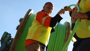 NBN fibre optic cable gets installed in South Morang, Melbourne.