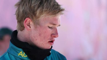 "No comment": Jarryd Hughes of Australia looks on during a practice session on Saturday.