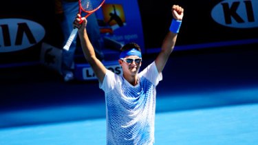 Moment of youth: Tomic wins.