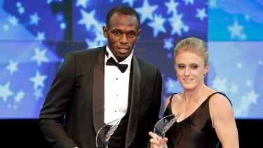 Usain Bolt and Sally Pearson at the 2011 World Athletes of the Year awards.