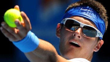 Giant-killer . . . Bernard Tomic of Australia defeated the 31st seed Feliciano Lopez of Spain.