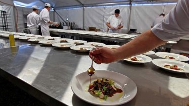 Making a meal of it &#8230; chefs prepare for the Royal Agricultural Society of NSW's President's Medal dinner. The winners said they were ''absolutely pumped and stoked''.