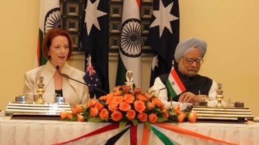 Prime Minister Julia Gillard meets with Indian Prime Minister Manmohan Singh on her official visit.
