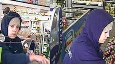 Security camera images of a woman police say has robbed four service stations in Melbourne's west.