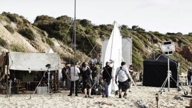 On the beach: Filming the mini series Gallipoli in Victoria.