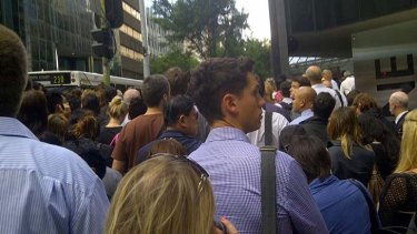 Commuters faced long bus queues in the Sydney CBD today after North Shore line trains were disrupted.