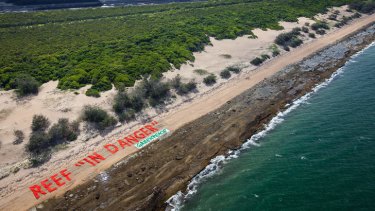 Strong message … Greenpeace makes its point at Abbot Point.