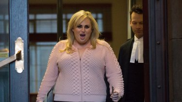 Rebel Wilson leaves the Supreme Court in Melbourne on Monday.