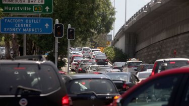 High volumes of traffic from Flemington Markets, a factory outlet and Olympic Park make the spot where Homebush Bay Drive connects with the M4 motorway a nightmare for motorists.