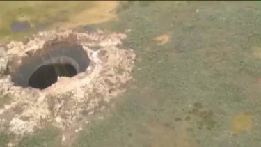 An image of the crater taken by an engineer in a helicopter.