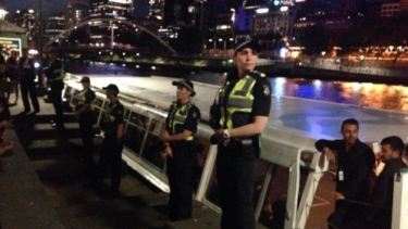 Police guarding the cruise boat location on a RSD seminar in 2014 that was later shut down.  