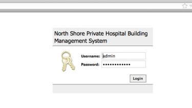 The publicly accessible log-in screen for the North Shore Private Hospital.