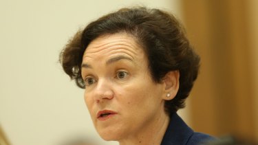 Kathryn Campbell, secretary of the Department of Human Services, before a Senate committee hearing into the Centrelink robo-debt collection in Canberra last week.