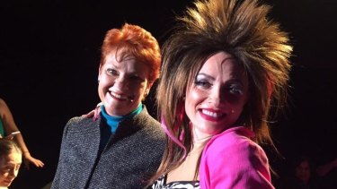 Surprise guest: Pauline Hanson has a hair-raising encounter with Rosa the Russian at the Adelaide Cabaret Festival.