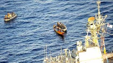 pirate boat thwart sailors attack australian toowoomba hmas launches team board bottom uncovers weapons such left right these search