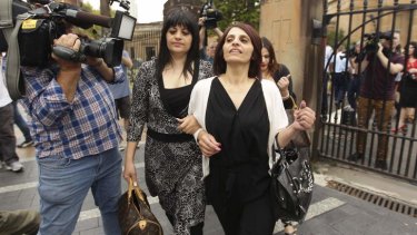 Family support: Simon Gittany's sisters leave the Darlinghurst court after his sentencing.