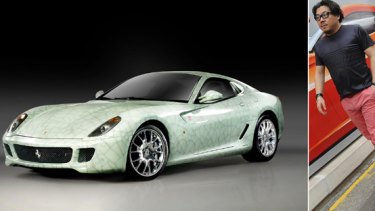 The one-off Ferrari 599 GTB Fiorano China Limited Edition and artist Lu Hao who customised the car.