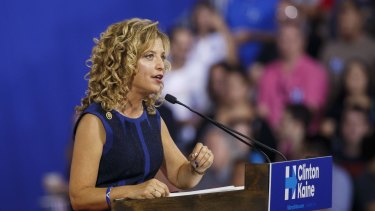 Debbie Wasserman Schultz, resigne as  chair of the Democratic National Committee after the massive leak of emails showed a strategy of undermining presidential candidate Bernie Sanders.