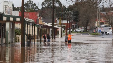 The main street of Creswick in flood in 2010.