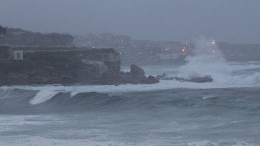 Big waves ... Coogee Beach on Tuesday morning.