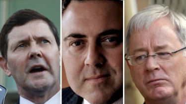 Contenders?... Kevin Andrews, left, Joe Hockey, centre, or Andrew Robb.