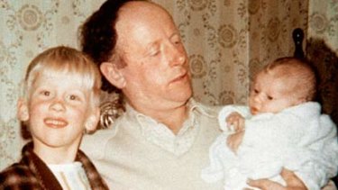 Martin Bryant with his father Maurice and baby sister Lindy.