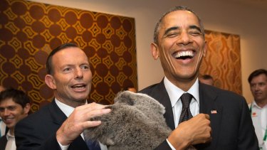 Mr Obama, pictured here during his 2014 visit to Brisbane, highlighted Australia's system of mandatory voting in his speech on Wednesday.
