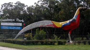 The giant pheasant at the entrance to Gumbuya Park.