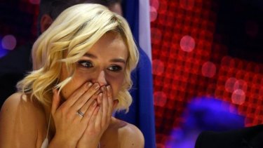 Bated breath: Russia's Polina Gagarina waits for the results during the final.
