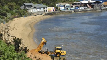 sand beach locals angry extension draw line unloads onto half truck moon bay