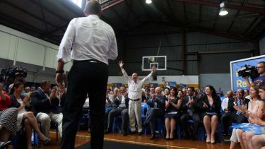 Tony Abbott wows the faithful at the Liberal Party rally at Auburn Basketball Centre.