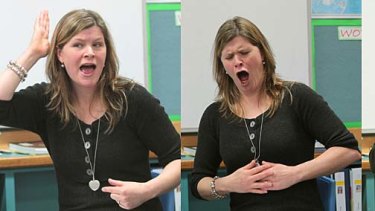 Hands on approach: Carey Baptist Grammar School teacher Jenny McKinney instructs a French class with a breakthrough method that uses gestures as well as language.