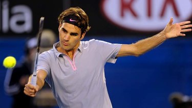 Tough fight: Roger Federer was pushed to five sets by Frenchman Jo-Wilfried Tsonga in an unrelenting contest on Wednesday night.