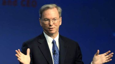 Google CEO Eric Schmidt delivers a speech at the Internationale Funkausstellung (IFA) consumer electronics fair in Berlin.