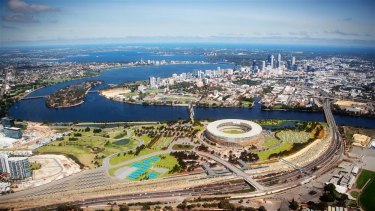 An overview of the parks and facilities surrounding Perth Stadium.