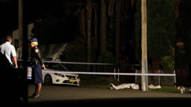 Shot dead ... police find the bodies of two men in suburban Newcastle.